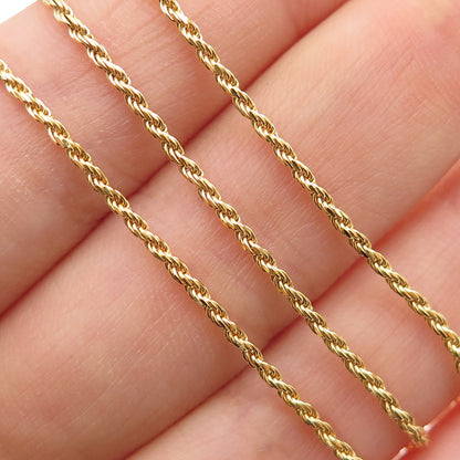 925 Sterling Silver Gold Plated Italy Twisted Rope Chain Necklace 16"