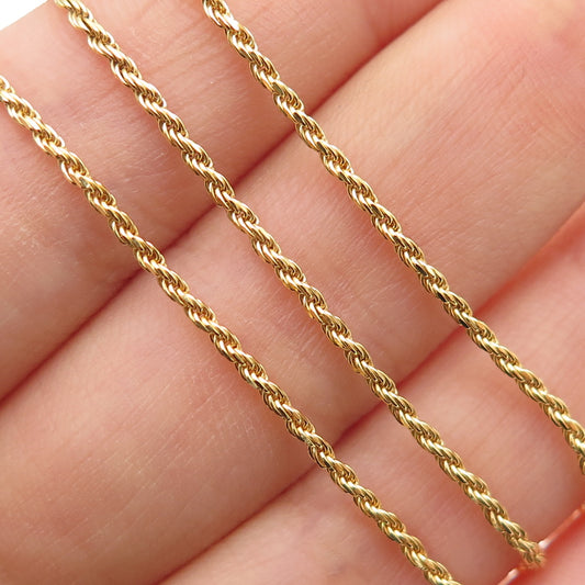 925 Sterling Silver Gold Plated Italy Twisted Rope Chain Necklace 16"