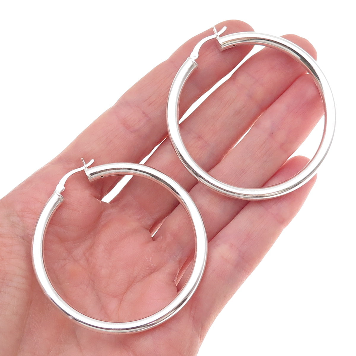Han 925 Sterling Silver Italy Tube Hoop Earrings