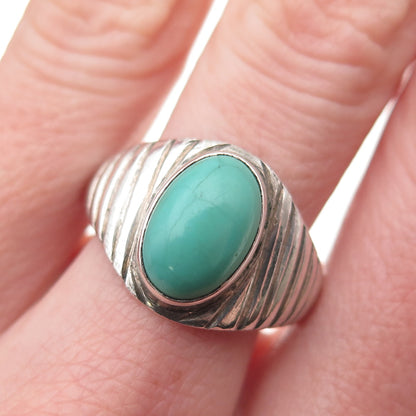 Old Pawn 925 Sterling Silver Vintage Tyrone Turquoise Tribal Ring Size 9.75