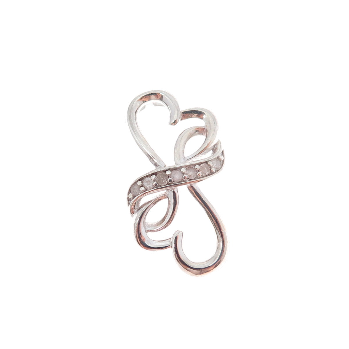 CHARLES WINSTON 925 Sterling Silver Real Diamond Heart Minimalist Slide Pendant