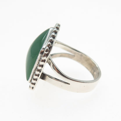Old Pawn 925 Sterling Silver Vintage Southwestern Green Chalcedony Ring Size 5.5