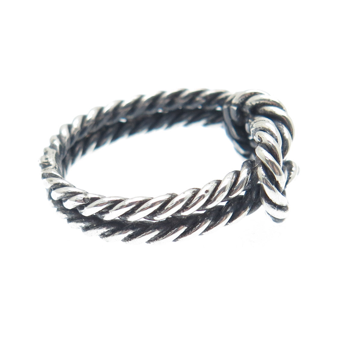 925 Sterling Silver Vintage Twisted Love Knot Oxidized Ring Size 6.5