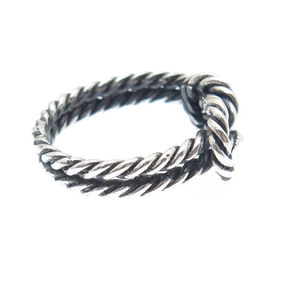 925 Sterling Silver Vintage Twisted Love Knot Oxidized Ring Size 6.5