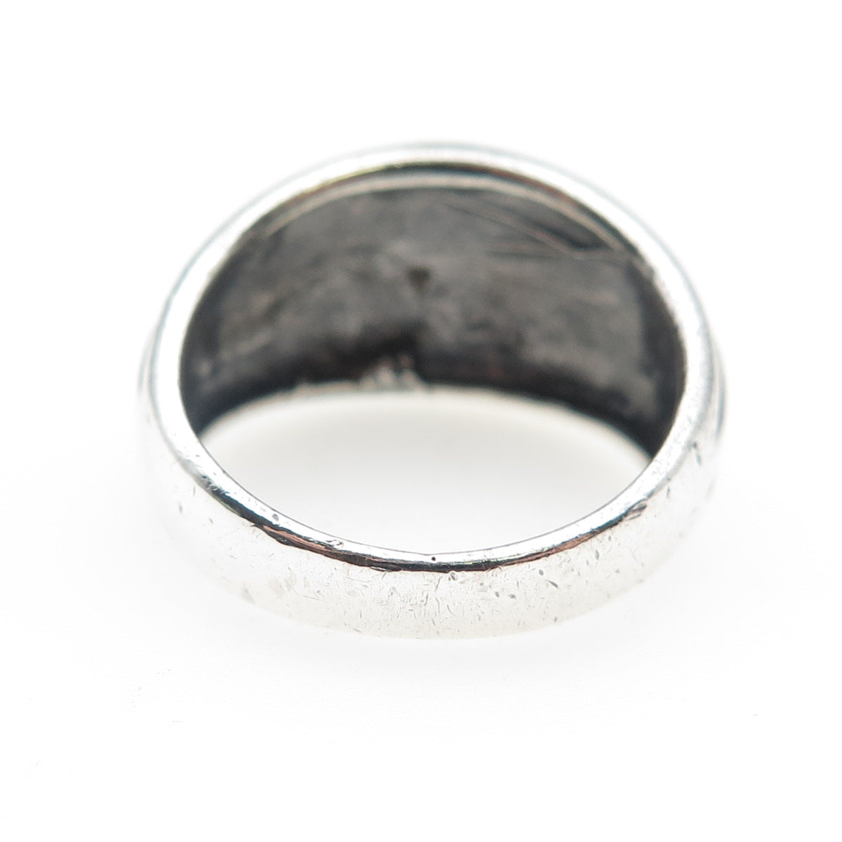 925 Sterling Silver Vintage Modernist Ribbed Oxidized Ring Size 6.75
