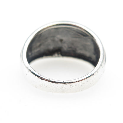 925 Sterling Silver Vintage Modernist Ribbed Oxidized Ring Size 6.75