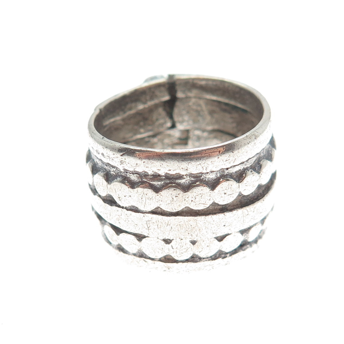 925 Sterling Silver Antique Wheel of Fortune Symbol Oxidized Ring Size 6.5