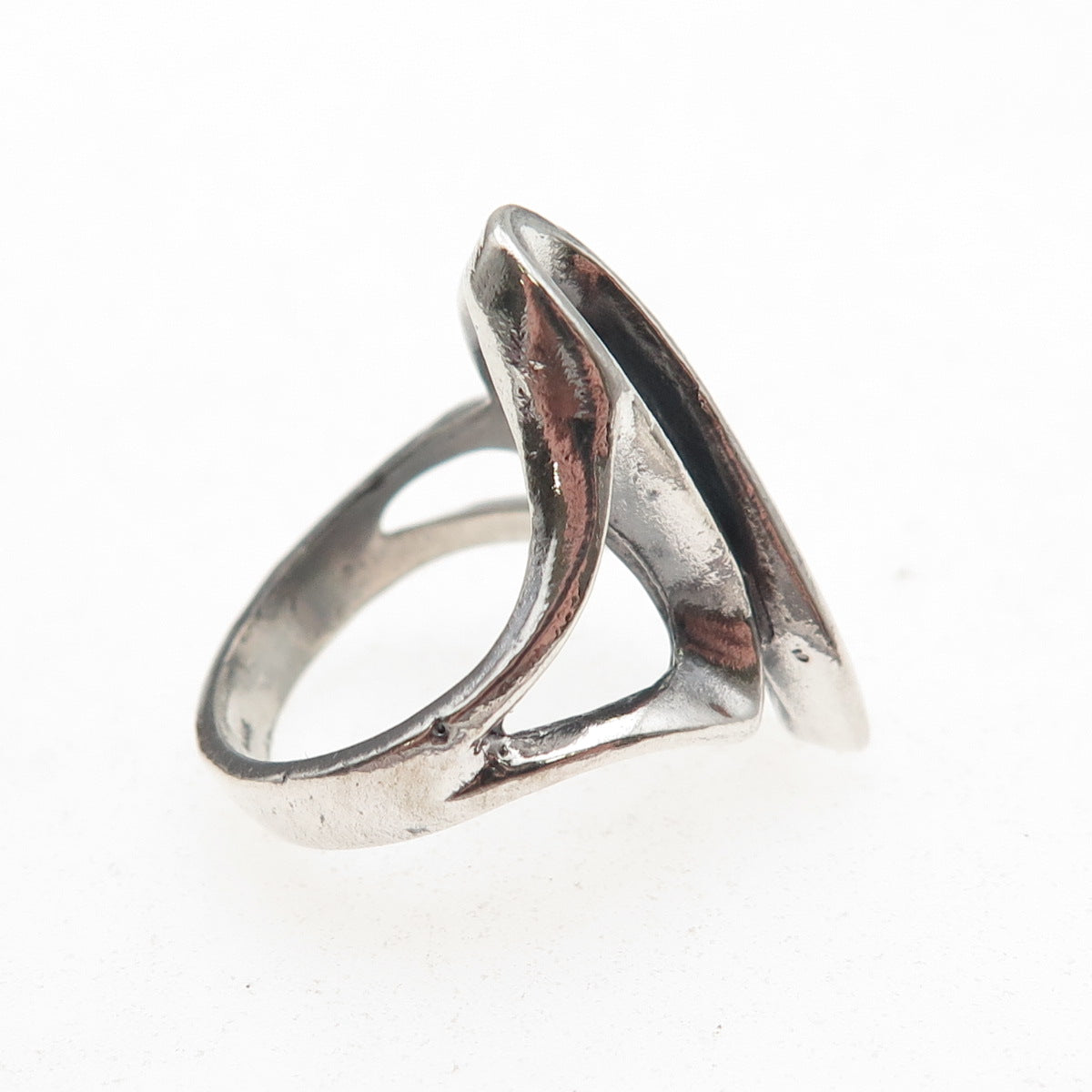 925 Sterling Silver Vintage Modernist Oxidized Ring Size 5.5
