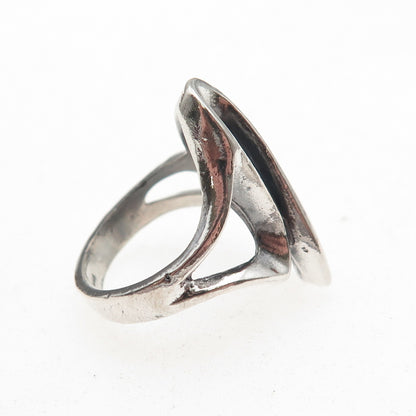 925 Sterling Silver Vintage Modernist Oxidized Ring Size 5.5