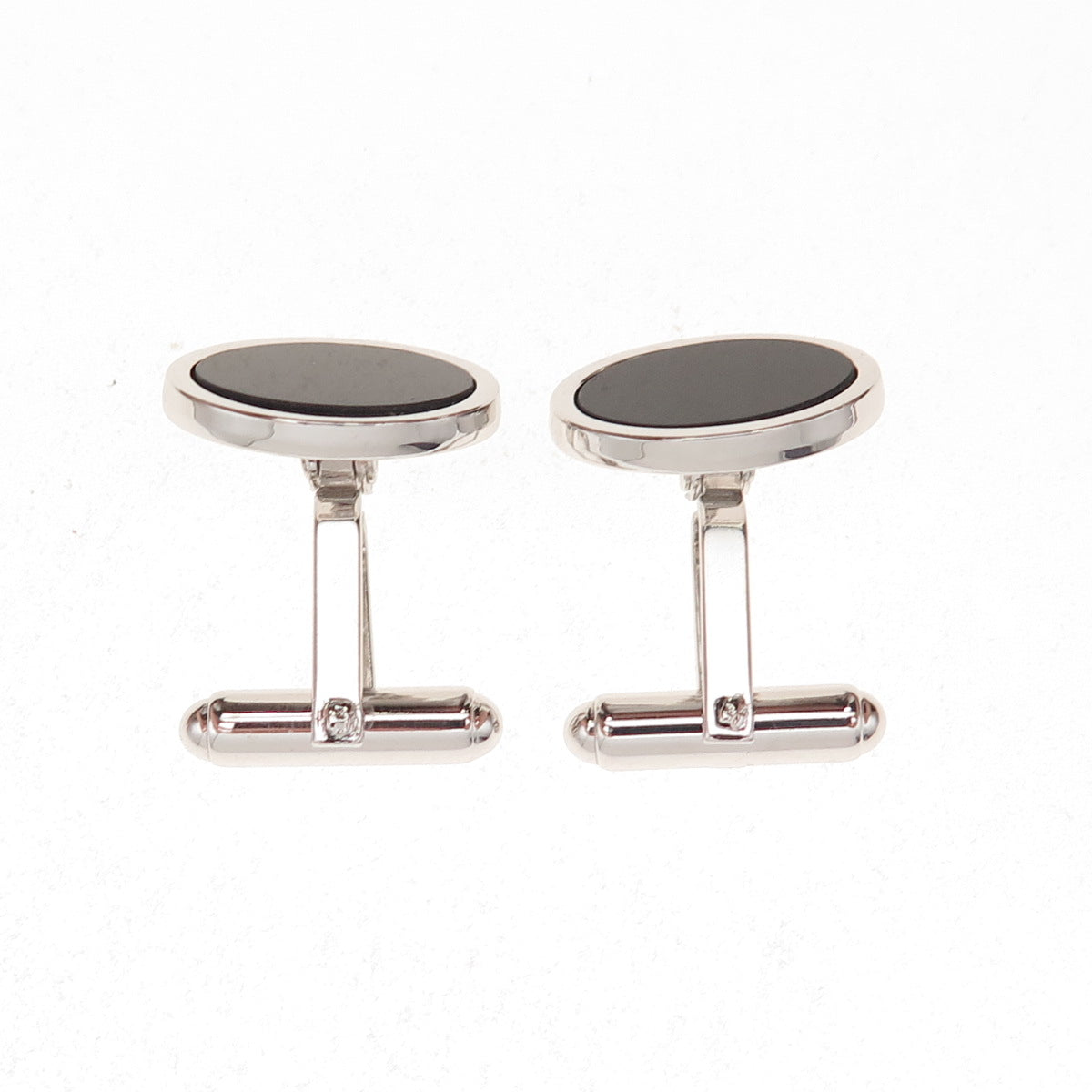 Walter E Hayward 925 Sterling Silver Vintage Real Black Onyx Oval Cufflinks