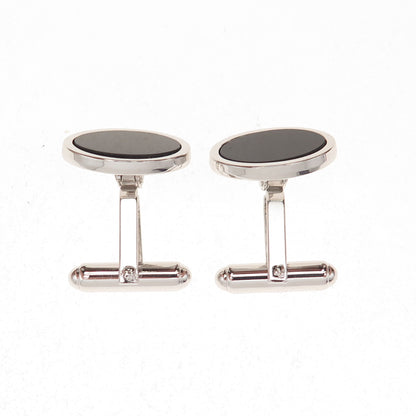 Walter E Hayward 925 Sterling Silver Vintage Real Black Onyx Oval Cufflinks