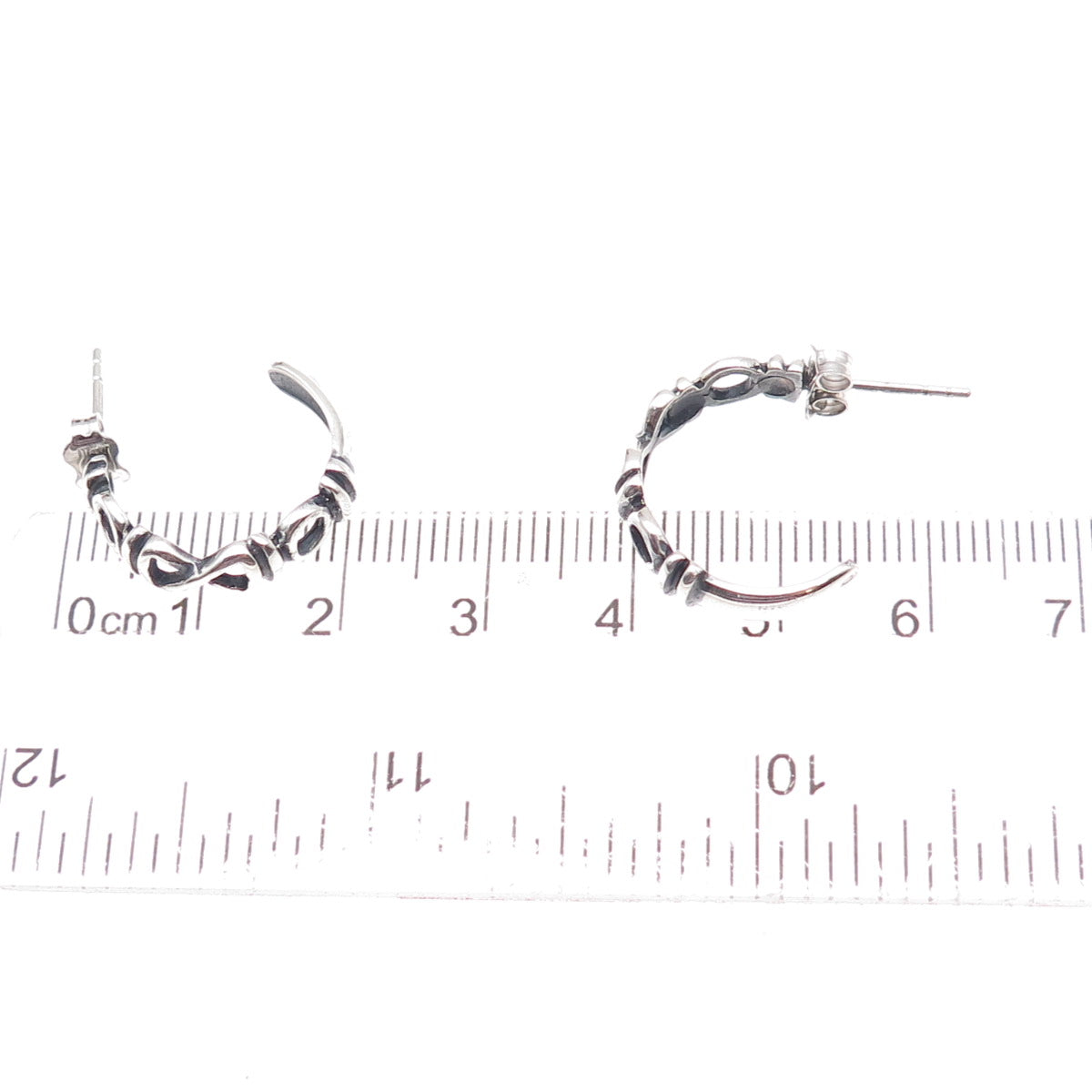 925 Sterling Silver Vintage Infinity Oxidized Hoop Earrings