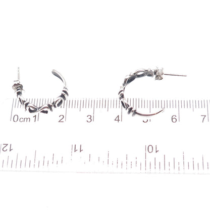 925 Sterling Silver Vintage Infinity Oxidized Hoop Earrings