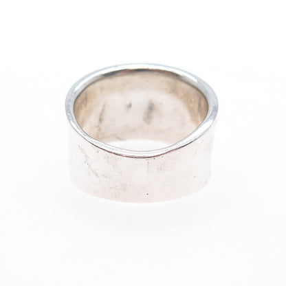 925 Sterling Silver Vintage Modernist Oxidized Biker Ring Size 7.75