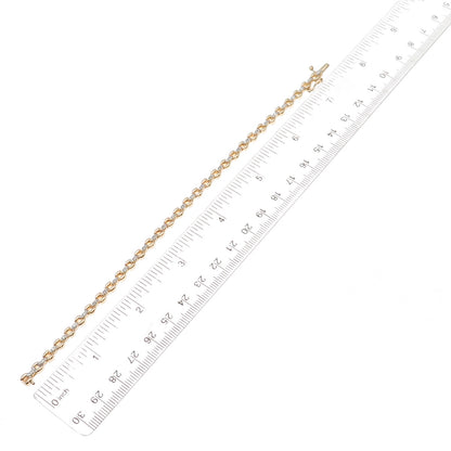 Heng Ngai 925 Sterling Silver 2-Tone Real Diamond Bracelet 7.25"