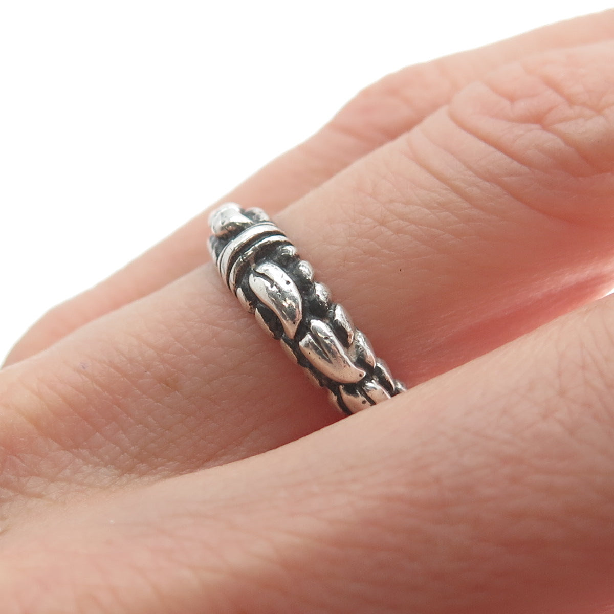 925 Sterling Silver Vintage Modernist Band Ring Size 6