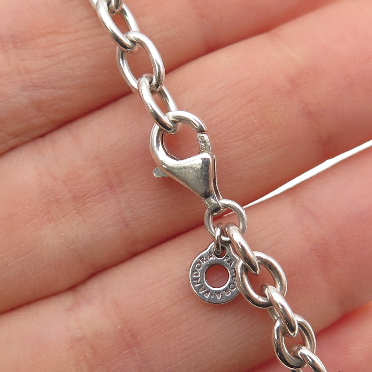 PANDORA 925 Sterling Silver Cable Link ID Bracelet 7"