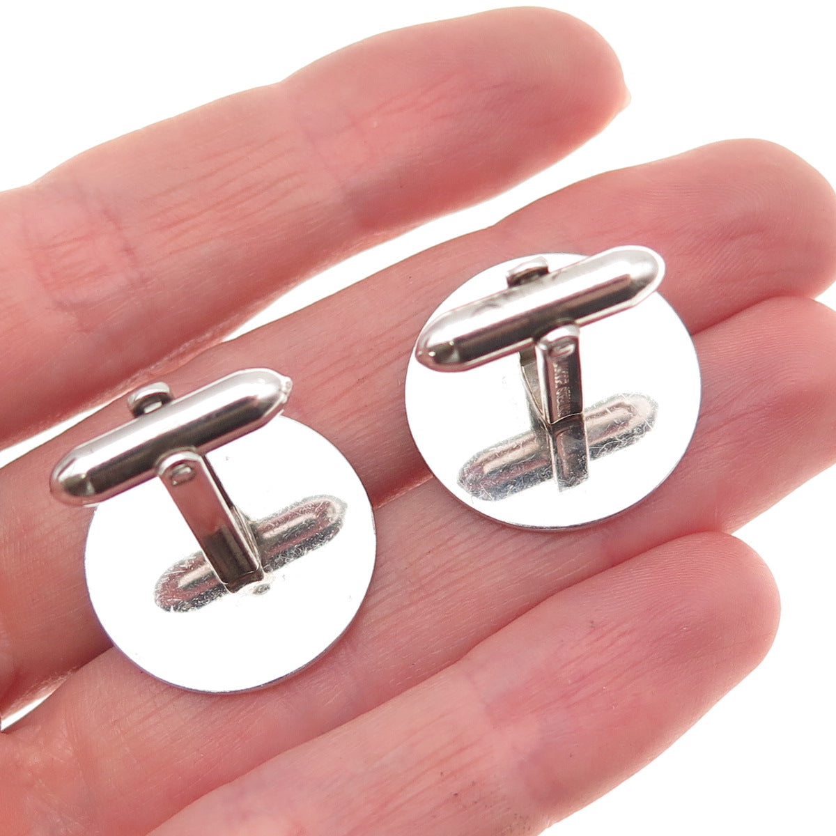 Lamode 925 Sterling Silver Vintage Round Cufflinks