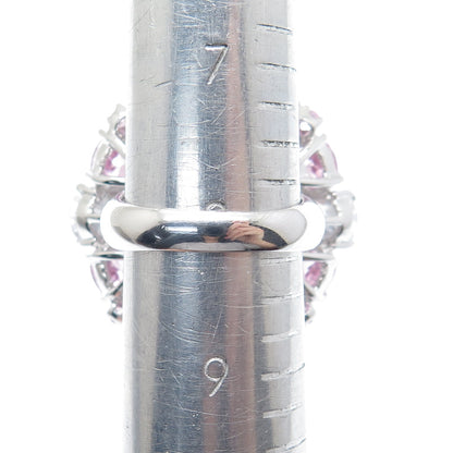 925 Sterling Silver White & Pink C Z Wide Domed Ring Size 8.25