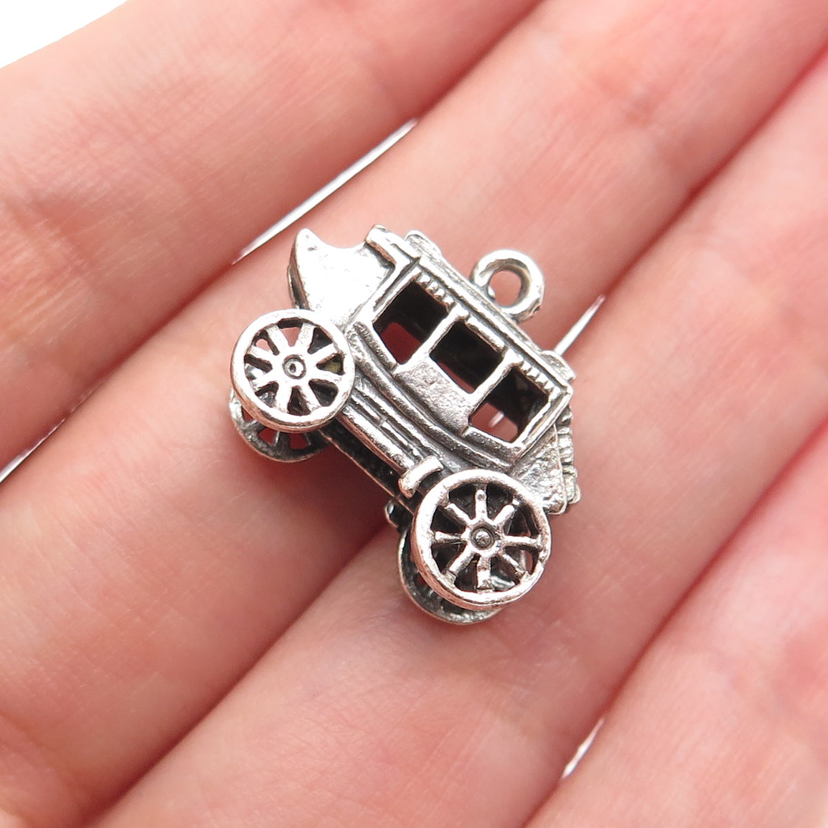 MAISELS INDIAN TRADING Sterling Silver Vintage Carriage Mini 3D Charm Pendant