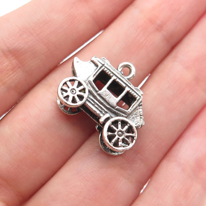 MAISELS INDIAN TRADING Sterling Silver Vintage Carriage Mini 3D Charm Pendant