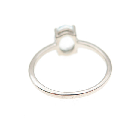 Dazzlers 925 Sterling Silver Real Oval-Cut Blue Topaz Ring Size 6