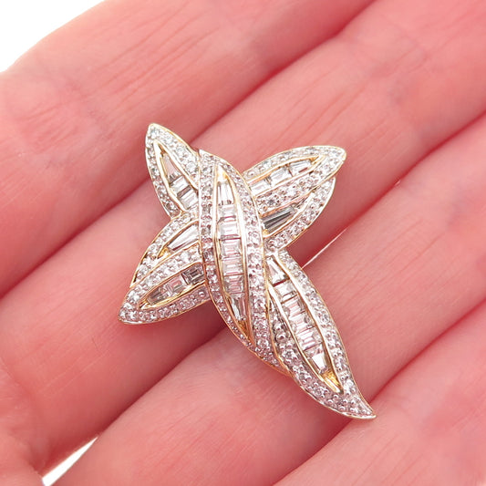 MEDA 925 Sterling Silver Gold Plated C Z Cross Slide Charm Pendant