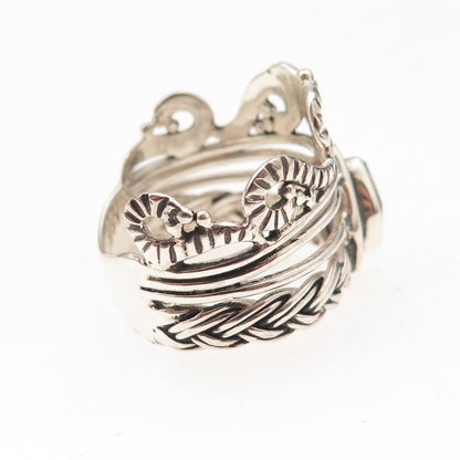 925 Sterling Silver Vintage Real Tanzanite Swirl Oxidized Ring Size 8.5