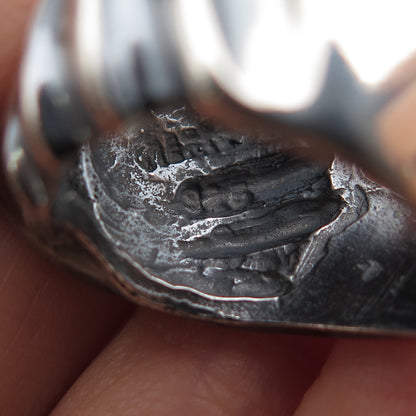 925 Sterling Silver Vintage Mexico Modernist Wavy Dome Oxidized Ring Size 7.5