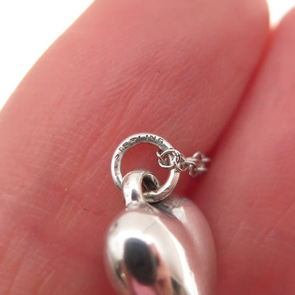 925 Sterling Silver Vintage Puffy Heart Cable Chain Necklace 18"