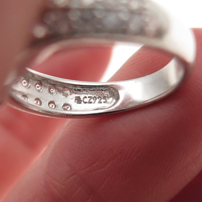 925 Sterling Silver Round-Cut C Z Hook & Eye Ring Size 6.25