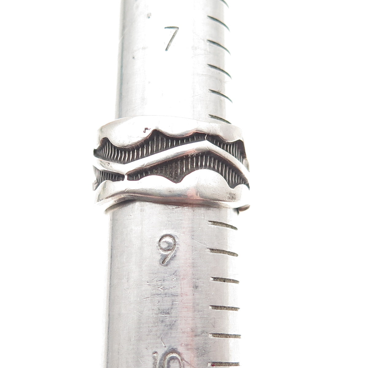 Old Pawn 925 Sterling Silver Vintage Southwestern Oxidized Band Ring Size 8.5