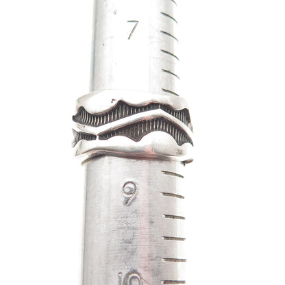 Old Pawn 925 Sterling Silver Vintage Southwestern Oxidized Band Ring Size 8.5