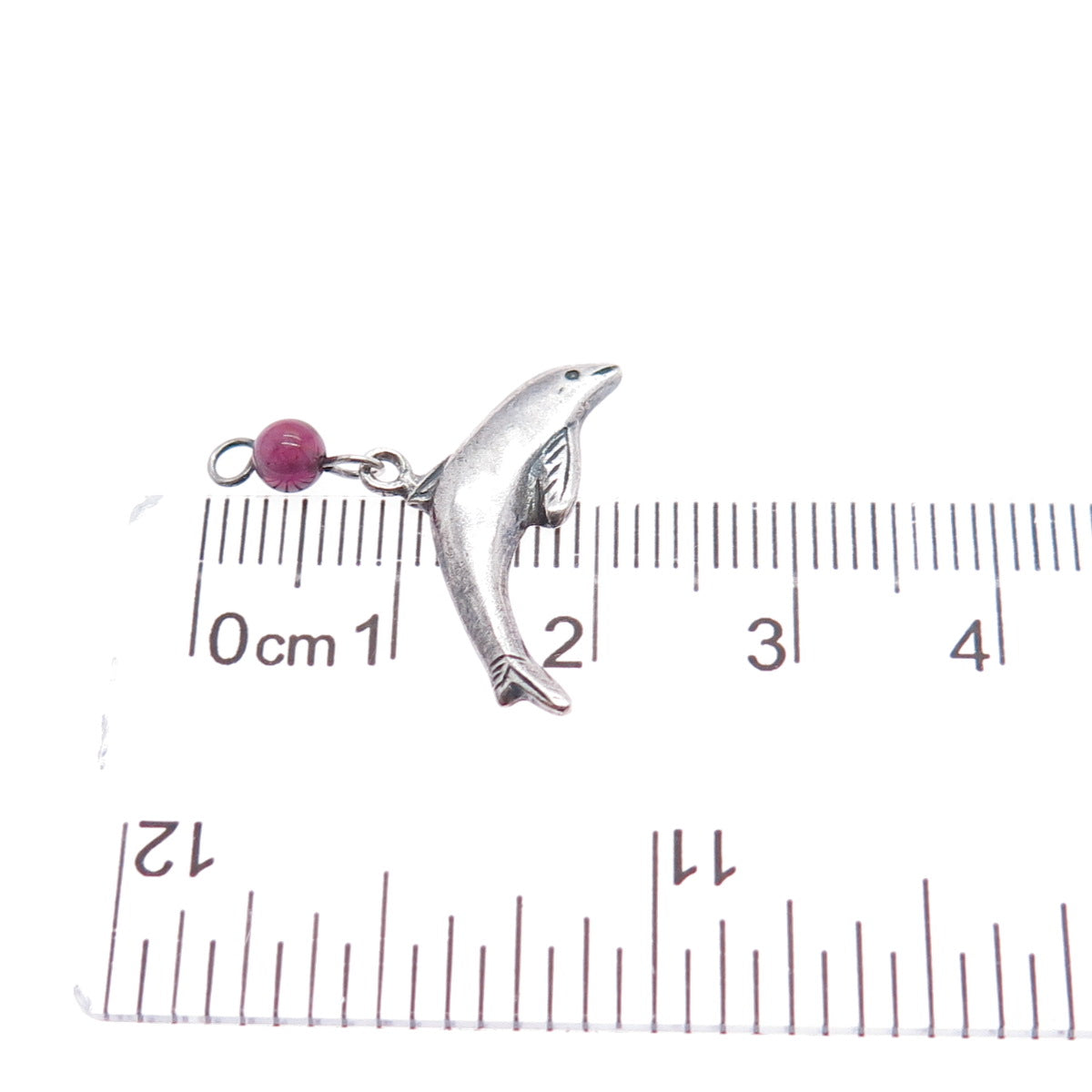 BOMA 925 Sterling Silver Vintage Real Tourmaline Dolphin Charm Pendant