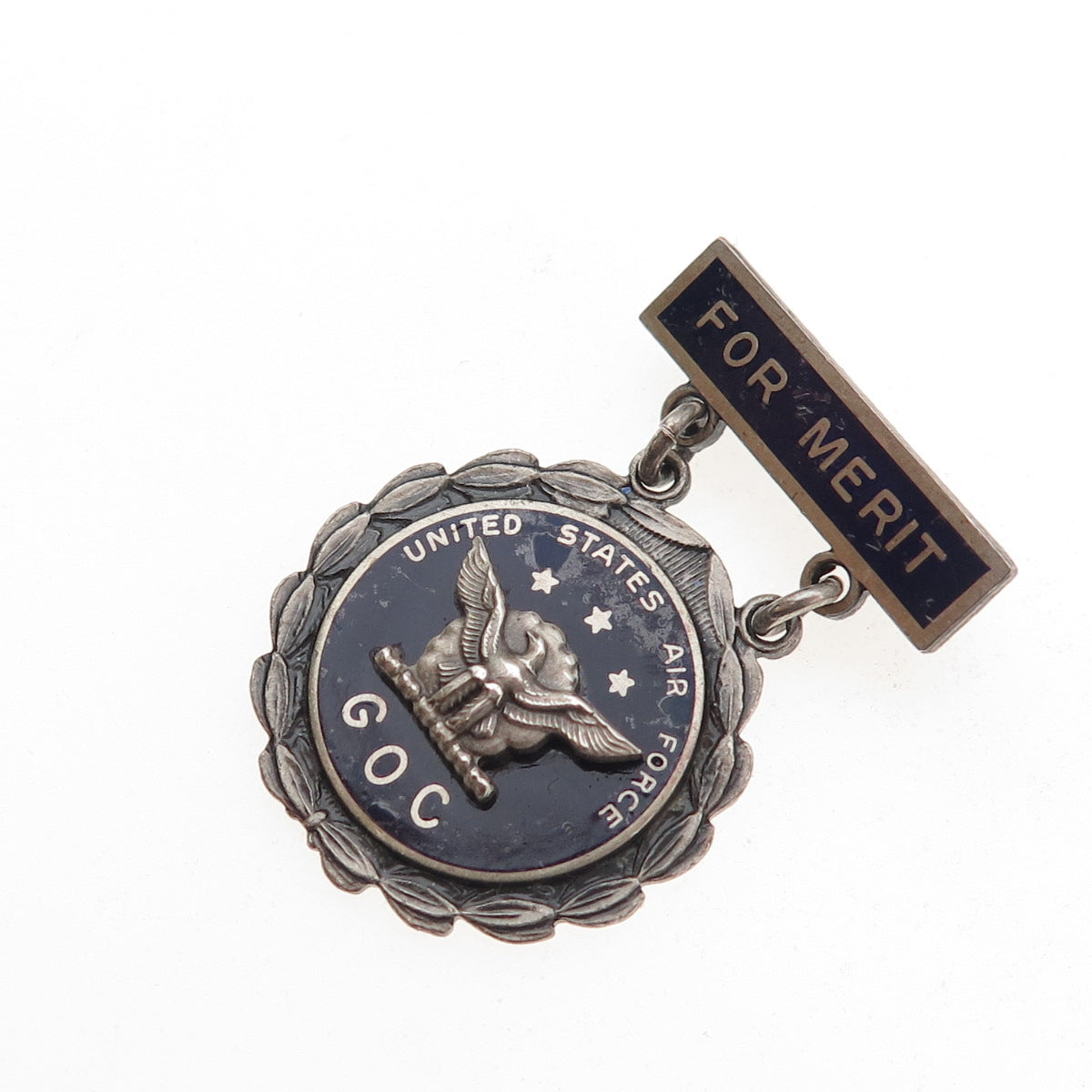 Charles M. Robbins 925 Sterling Antique WWII Enamel US Air Force GOC Pin Brooch