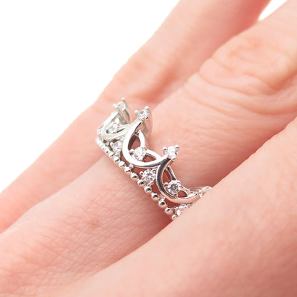 VANCARO 925 Sterling Silver Round-Cut C Z Tiara Ring Size 6.25