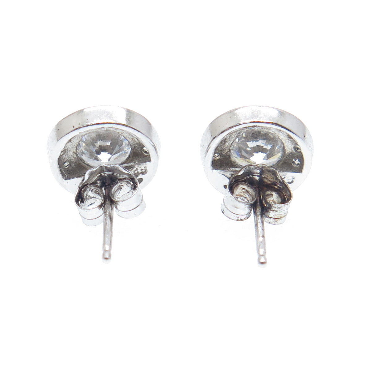 925 Sterling Silver Round-Cut C Z Sparkle Stud Earrings