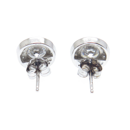 925 Sterling Silver Round-Cut C Z Sparkle Stud Earrings