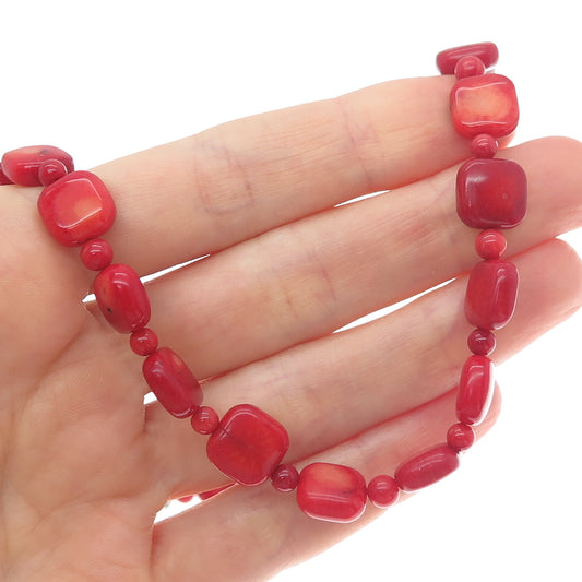JAY KING DESERT ROSE 925 Sterling Silver Vintage Real Coral Beaded Necklace 20"