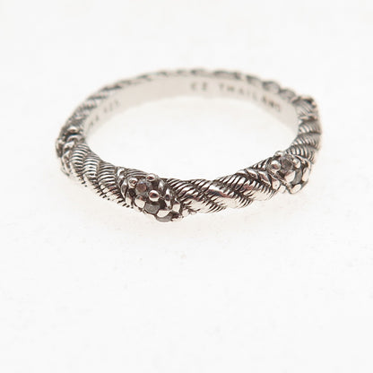 Judith Ripka 925 Sterling Silver Round-Cut C Z Twisted Rope Band Ring Size 7