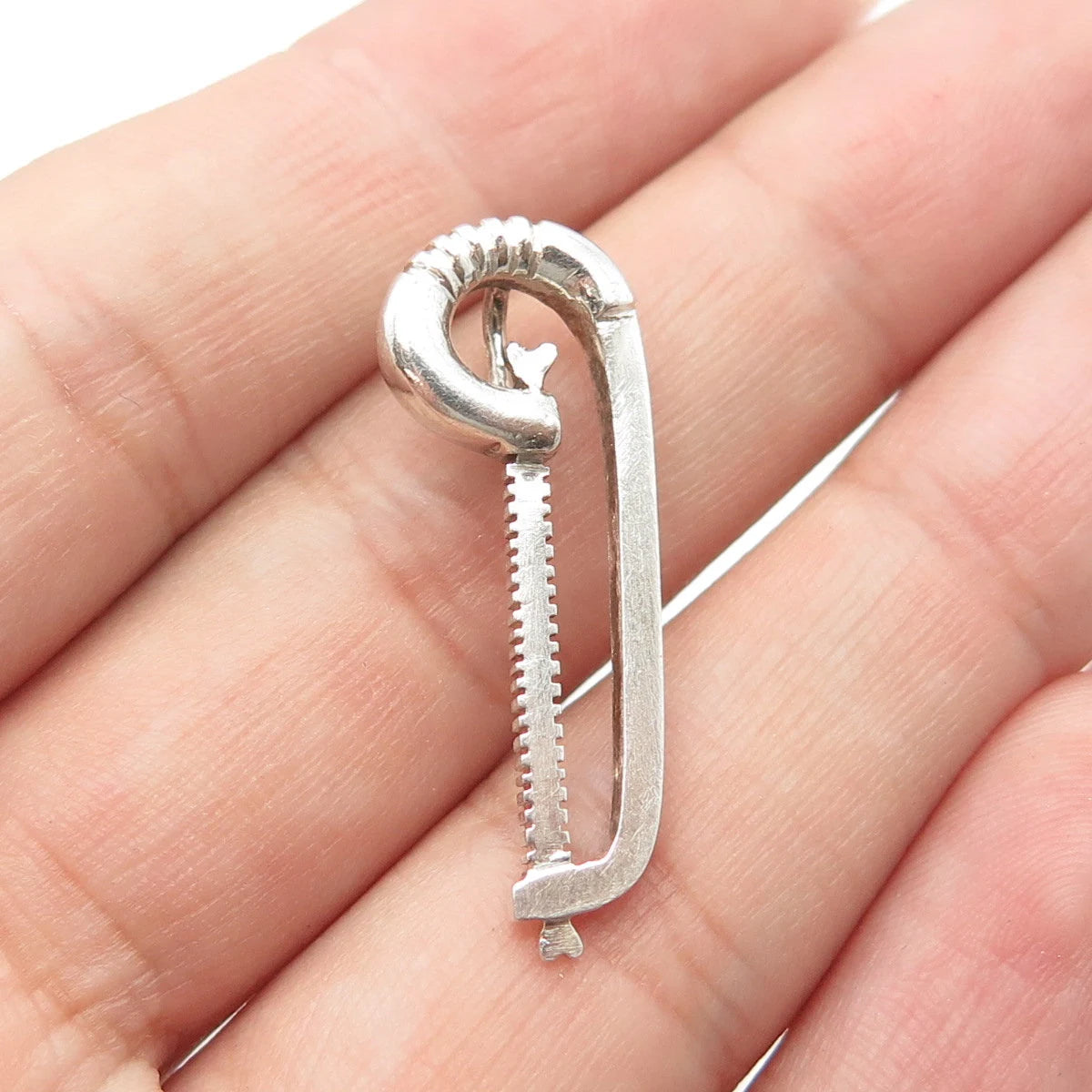 925 Sterling Silver Vintage Modernist Saw Slide Pendant