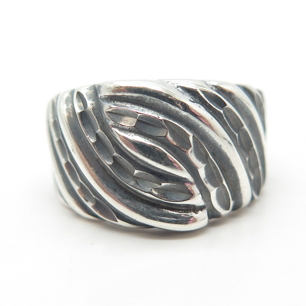 925 Sterling Silver Vintage Modernist Ring Size 6.75