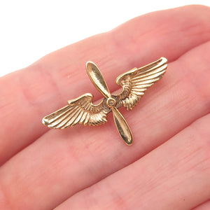 925 Sterling Silver Gold Plated Antique WWII US Army Air Force Pilot Wings Pin