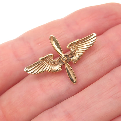 925 Sterling Silver Gold Plated Antique WWII US Army Air Force Pilot Wings Pin