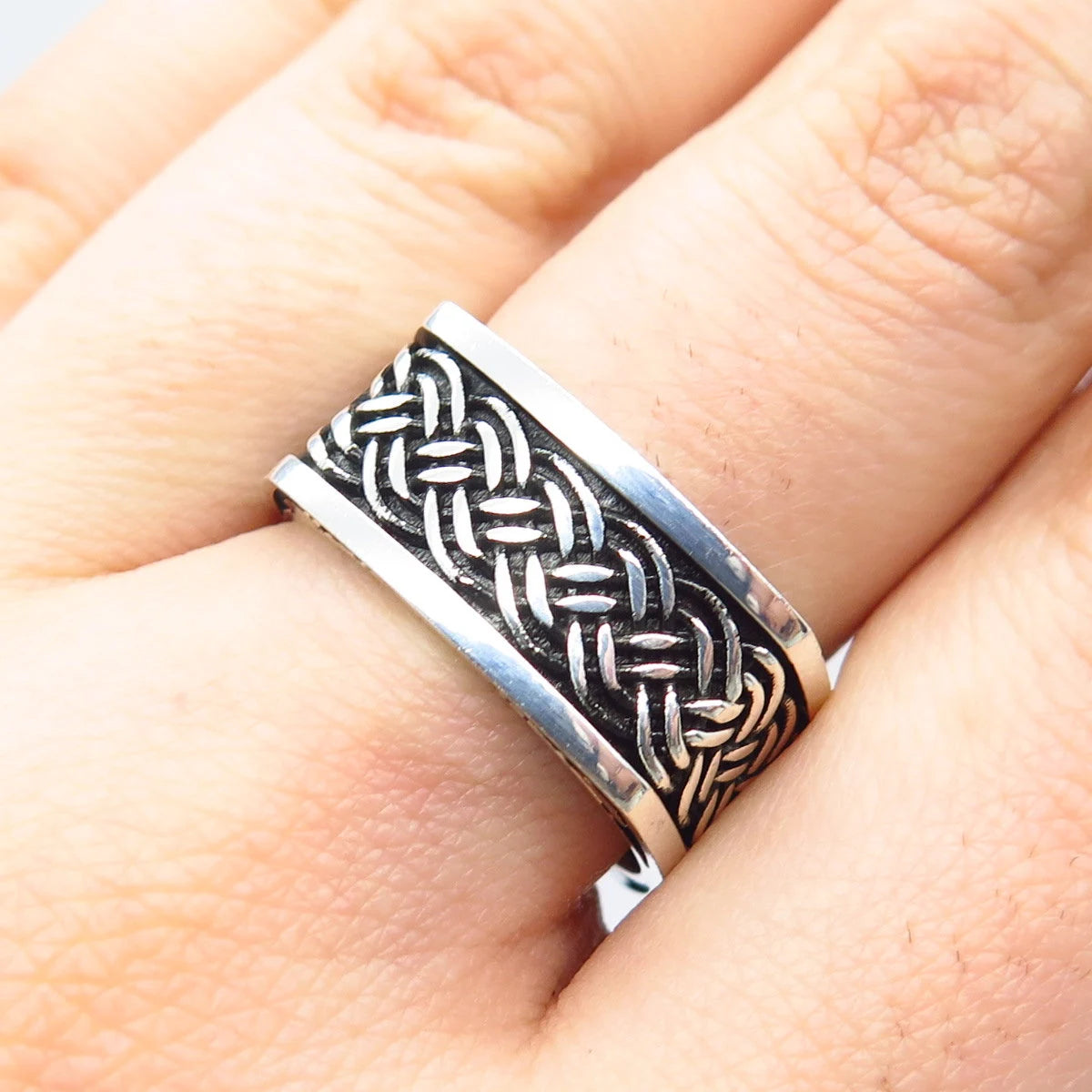 925 Sterling Silver Vintage Braided Band Ring Size 8.75