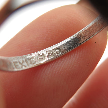 925 Sterling Silver Vintage Mexico Real Black Onyx Abalone Shell Ring Size 8.75