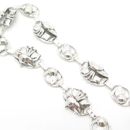925 Sterling Silver Vintage Lily Floral Necklace 14"