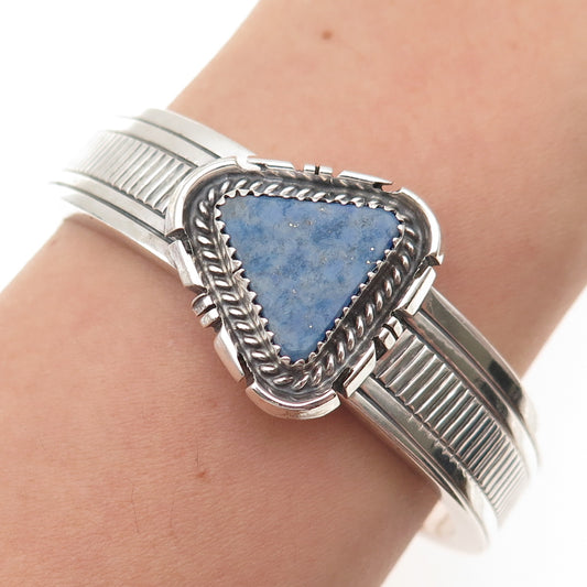 Wesley Craig Navajo Old Pawn 925 Sterling Silver Lapis Adjustable Bracelet 6.5"