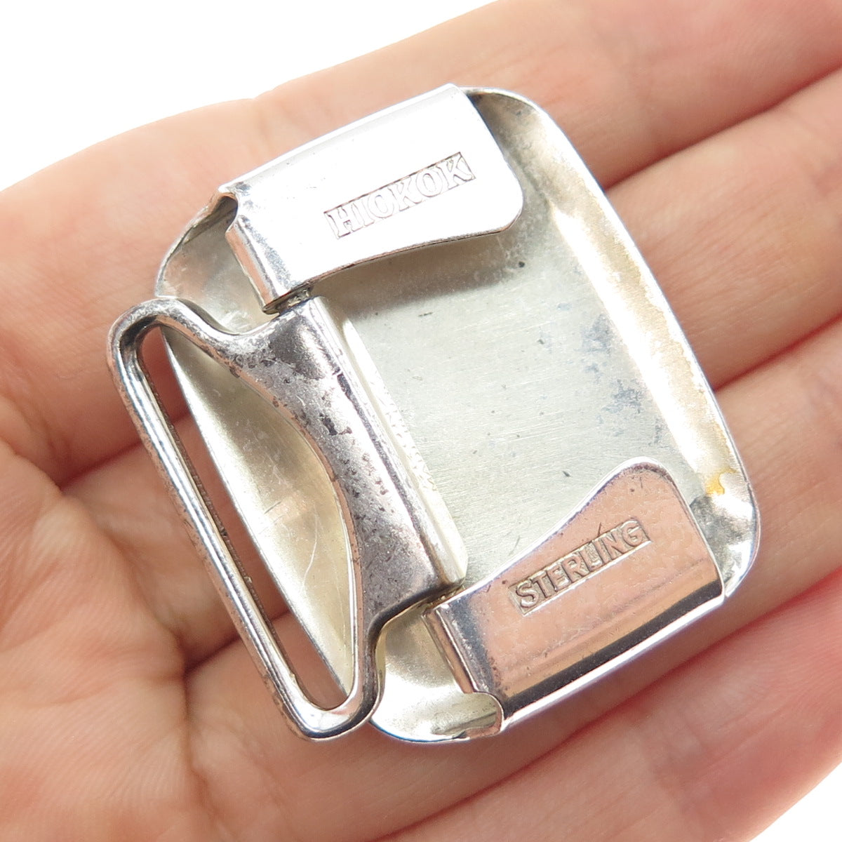 HICKOK Sterling Silver & Bronze Antique Art Deco Letter M Oxidized Belt Buckle
