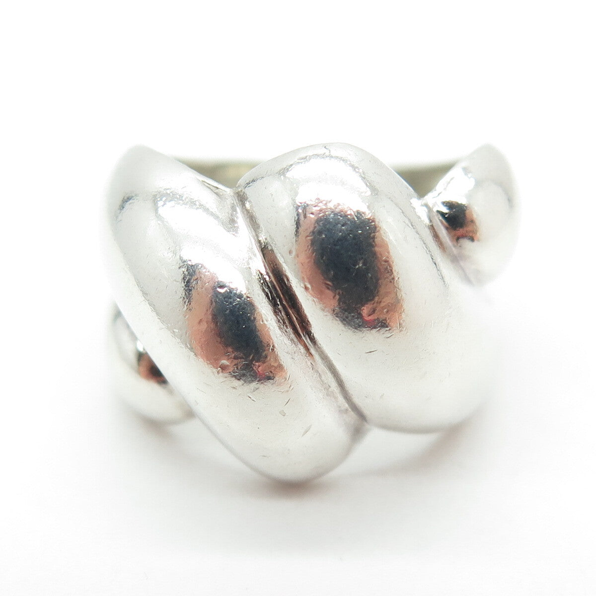 925 Sterling Silver Vintage Modernist Puffy Ring Size 7